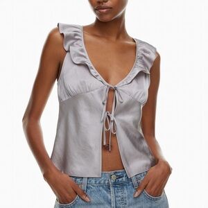 Aritzia Ruffled Satin Blouse